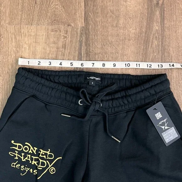 NEW Ed Hardy Tiger Tattoo Wide Leg Black Jogger Sweatpants Y2K - Picture 5 of 12